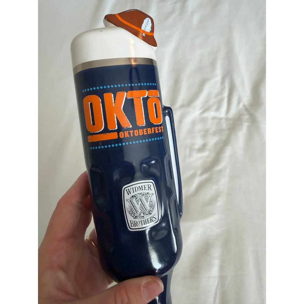 Widmer Brothers Okto Oktoberfest Beer Tap Handle Stein Tyrolean Hat Navy Blue